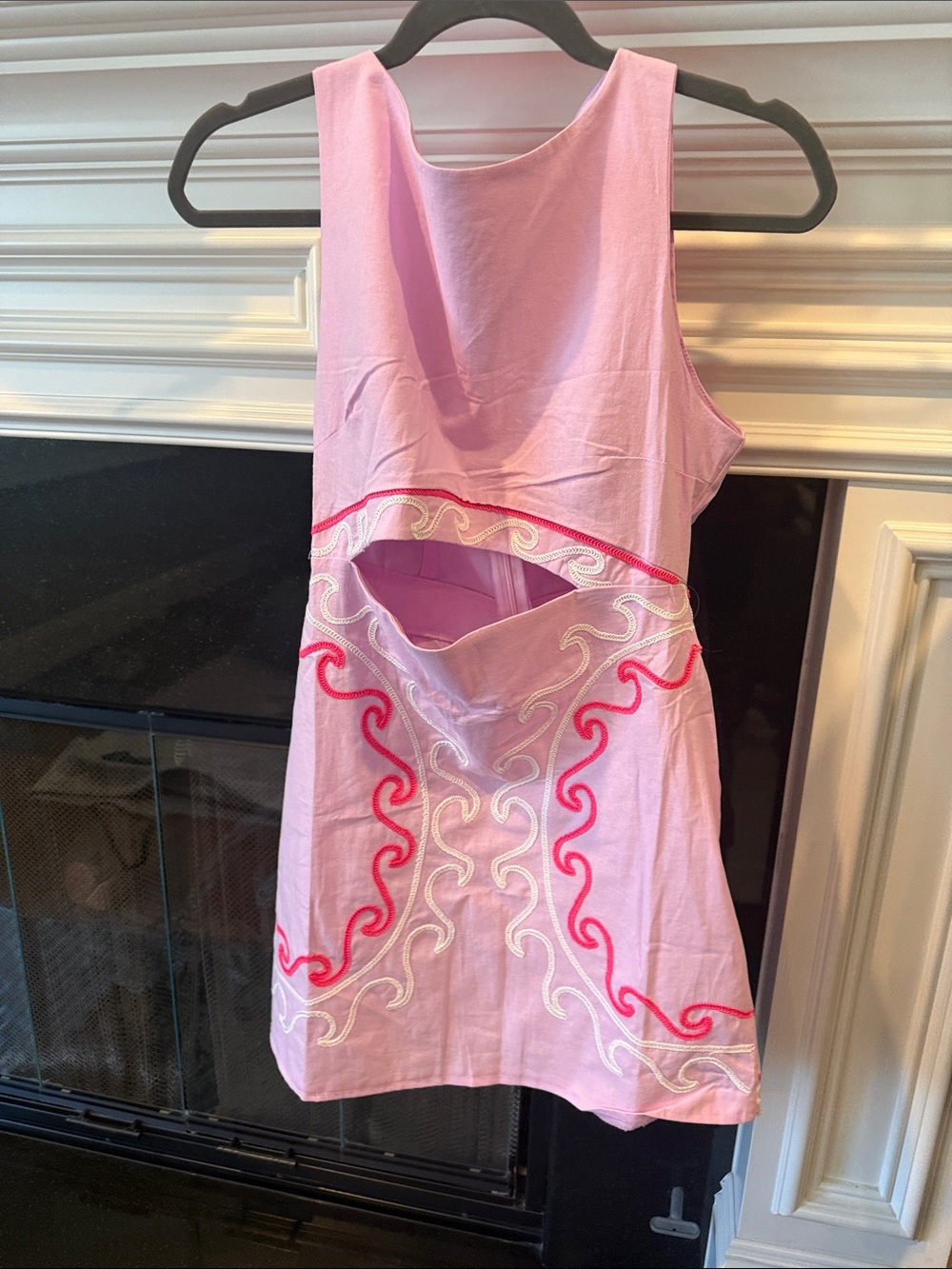 Pink Embroidered Cutout Tank Dress